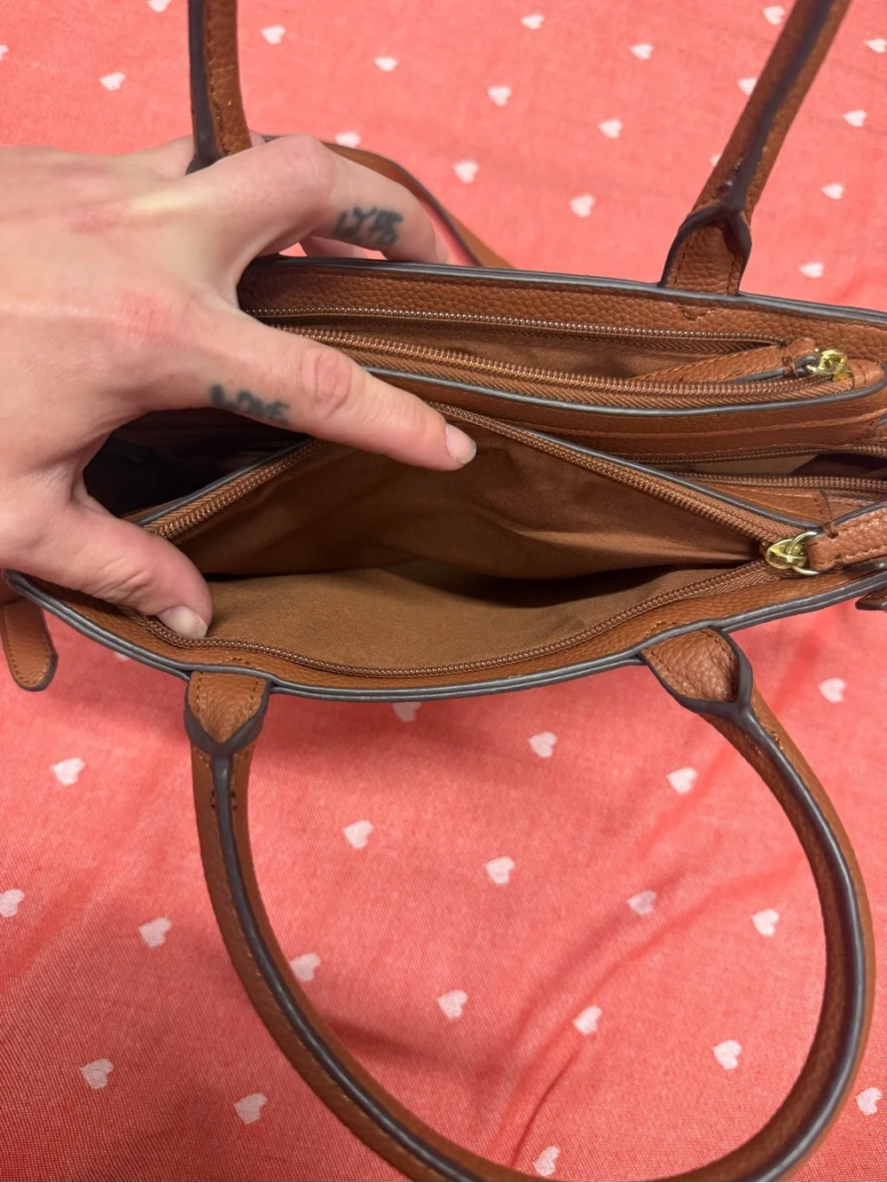 Liz Claiborne Brown & White Geometric Satchel